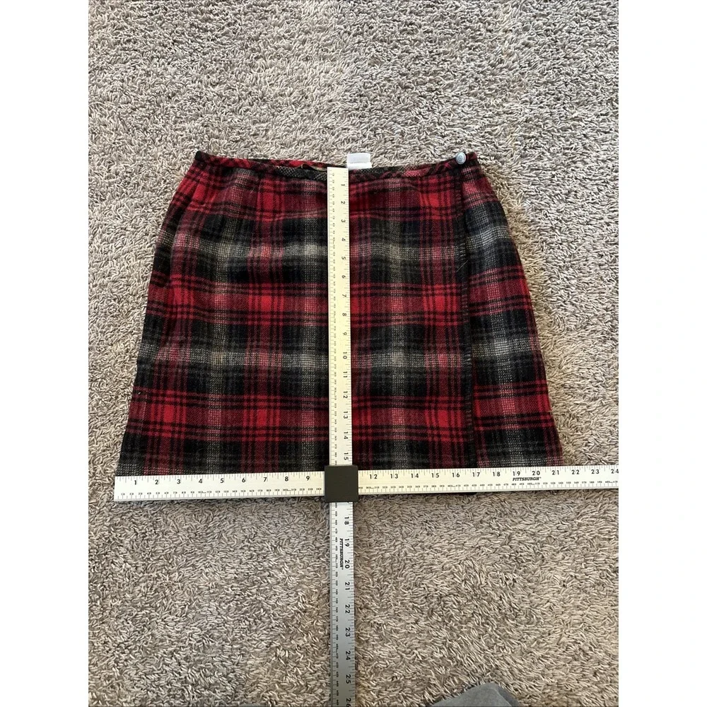 Eddie Bauer Skirt Womens Red Plaid Wool Wrap Lined 12‎ Petite 30